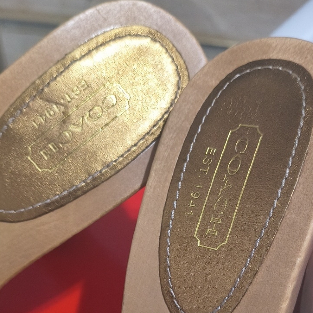 Coach Clear PVC Slide Sandals with Gold Trim - Picture 5 of 6